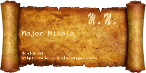Major Nikola névjegykártya